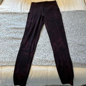Lululemon, high wasted, w/pockets, lightly worn, 25” length, Tyedye